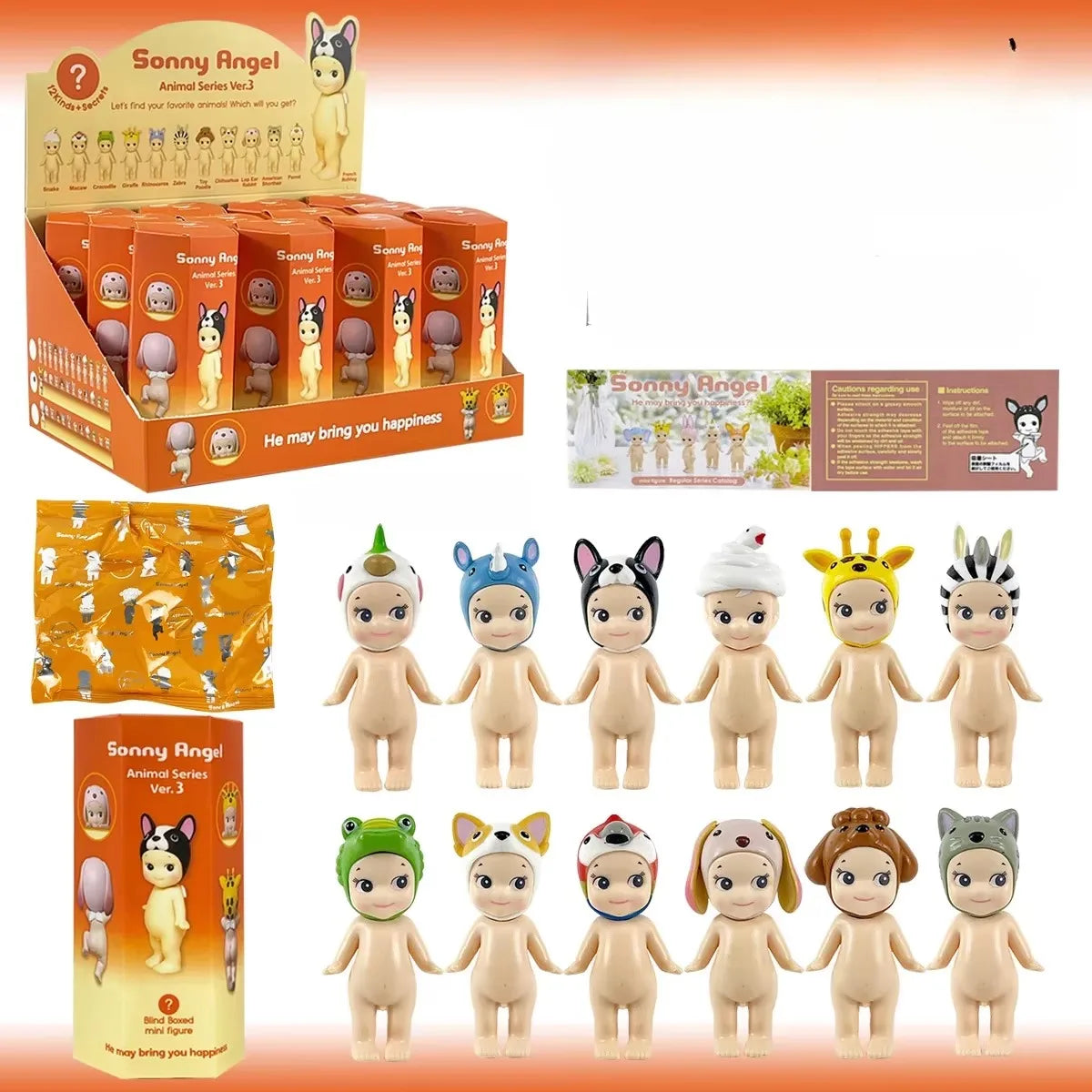 1Set Sonny Angel Blind Box 20th XMAS Love Hippers Back Dreaming Fruit Vegetable Series Toys Adult Figure Doll Valentine's Day