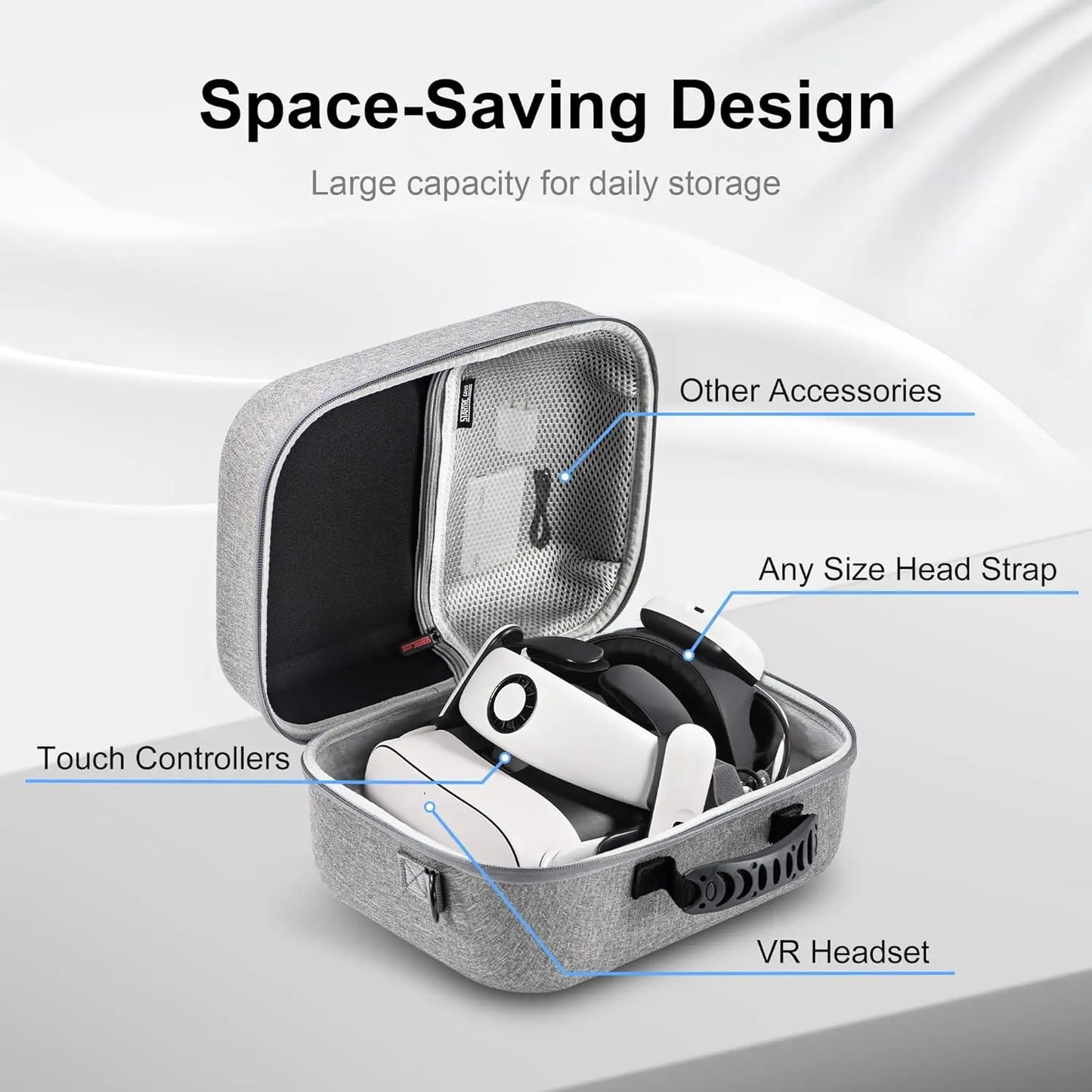 Large Carrying Case for Meta Quest 3S, Upgraded Hard Travel Case Compatible with BOBOVR S3 Pro/Kiwi Design Battery Head Strap