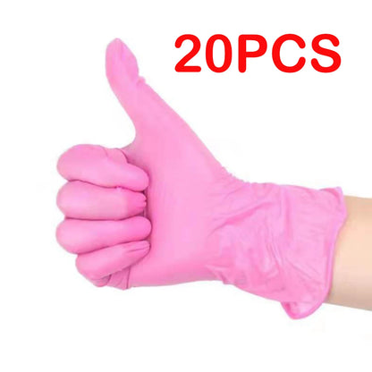 20PCS Black Nitrile Gloves Disposable Latex Gloves Kitchen Household Clean Tool Garden Household Cleaning Gloves Black Blue Pink