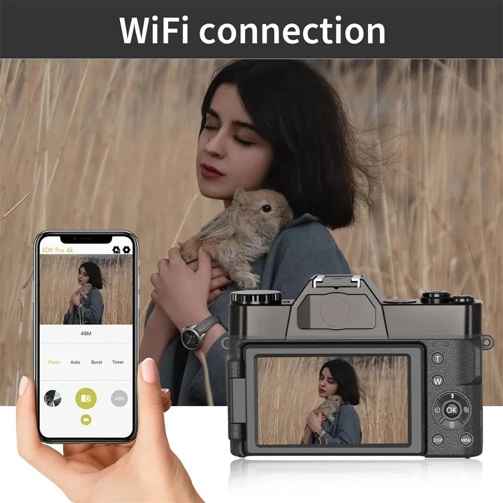 Digital Cameras 4K HD 16X 48 Megapixels Micro Single Retro With WiFi Professional Digital Camera Vlog External Lens Video Camera