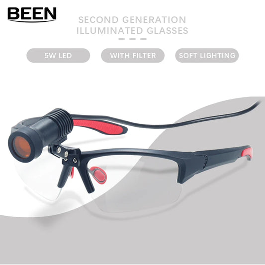 BEEN Halo Surgical Headlights  5W Dental Head Mounted Eyewear Spotlight Goggles Filter Lenses Zipper Cloth Packaging Box