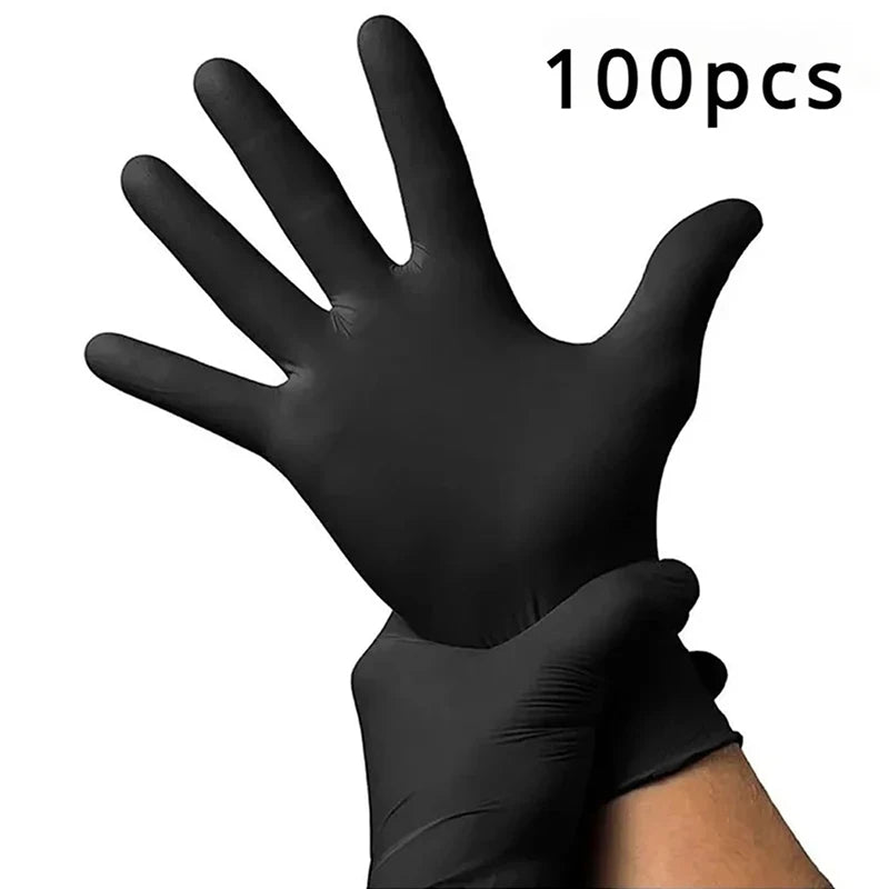 100PCS Disposable Black Nitrile Gloves Latex Free Waterproof Durable Suitable For Kitchen Food Processing Beauty Salon Family