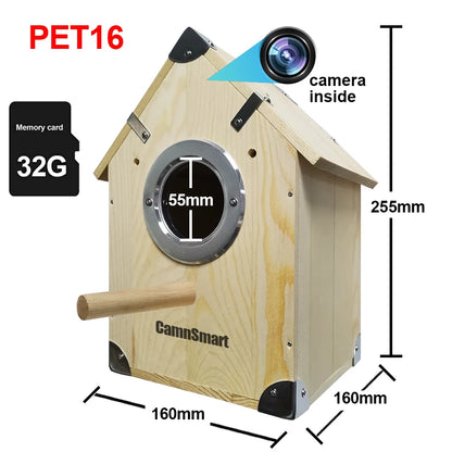 4MP Tuya Bird Houses WIFI Camera For Pet Birds Activity Remote View Watching Wild Natural Wooden Care Nest Box Day Night Vision