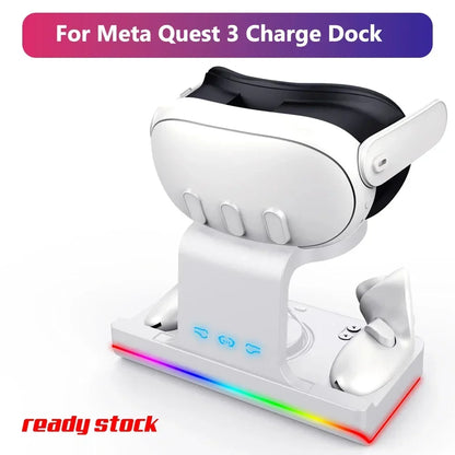 Wireless Charging Dock for Meta Quest 3, Oculus VR Accessories Charger Station Controller Battery Pack, Fit Elite Head Strap
