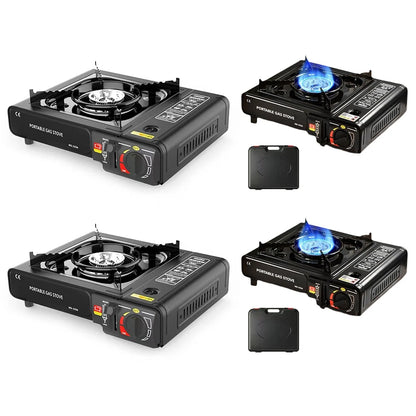 Portable Burner Stainless Steel Backpacking Stove with Carry Case Outdoor Gas Tank Stove for Outdoor Camping Hiking Cooking