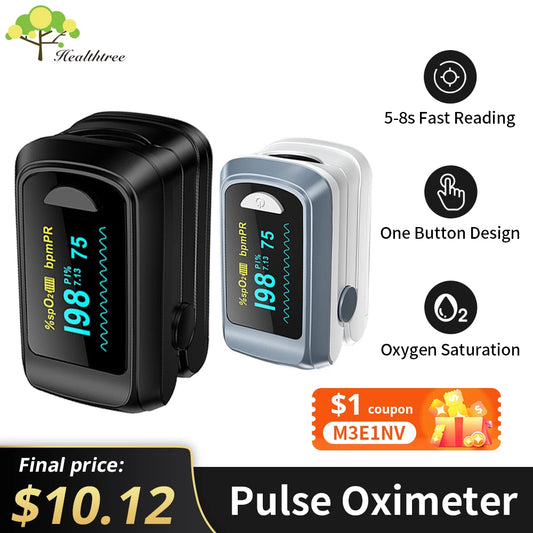 HealthTree Finger Pulse Oximeter OLED Display Blood Oxygen Saturation Oximetry SpO2 Heart Rate Detector Oximetro Health Care
