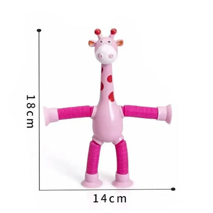 Children Suction Cup Toys Pop Tubes Stress Relief Telescopic Giraffe Fidget Toys Sensory Bellows Toys Anti-stress Squeeze Toy
