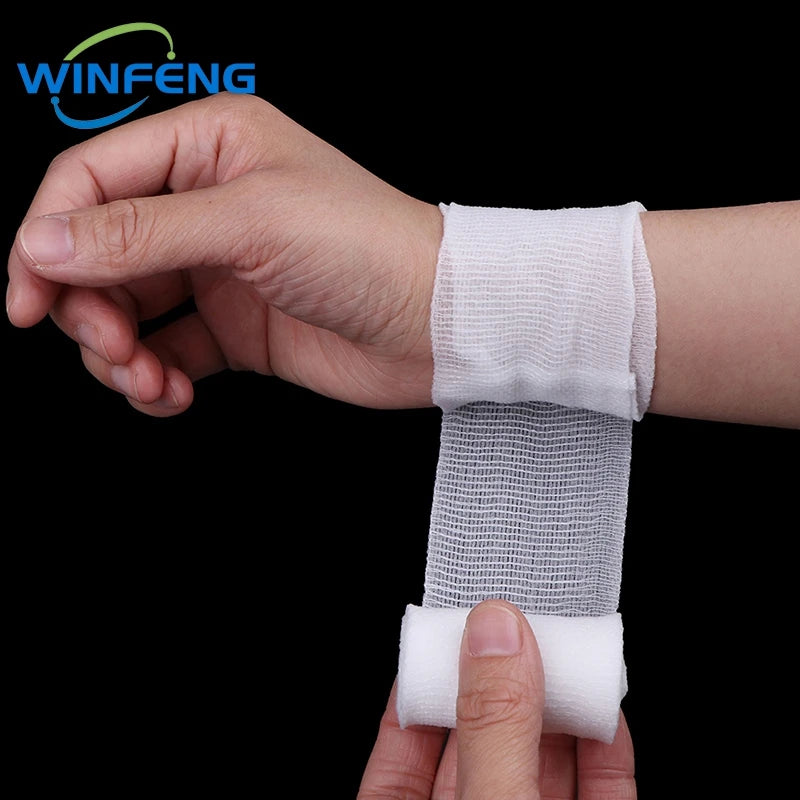 10Pcs Emergency First Aid PBT Elastic Bandages Breathable Cotton Wound Care Dressing Gauze Medical Nursing Survival Kits