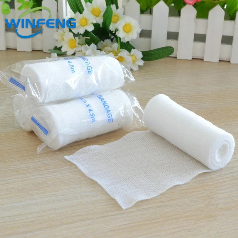 10Pcs Emergency First Aid PBT Elastic Bandages Breathable Cotton Wound Care Dressing Gauze Medical Nursing Survival Kits
