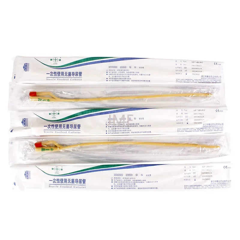 12 Pcs  Latex Disposable Urine Catheter Medical Urethral Catheters Sterilization Double Way Pee Through Catheter