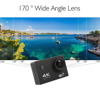 Action Camera 4K WiFi 2.0-inch Screen Waterproof 170D Underwater sports video cameras for motorcycle helmet Outdoor Sport Cam