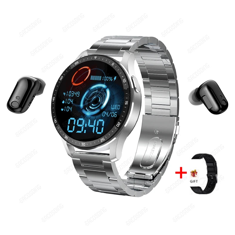 2023 New Wireless Bluetooth TWS Two In One Headset Smart Watch Men Women Healthy Sport Fitness Music Watches For Android IOS