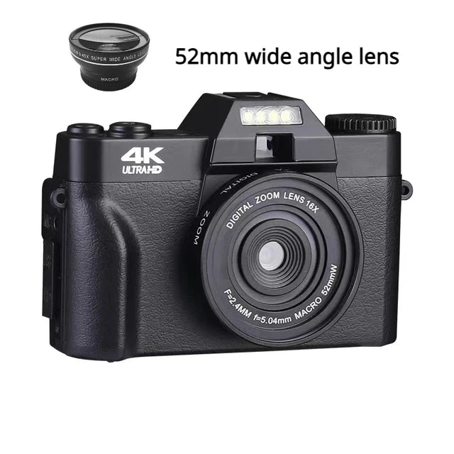 4K HD 48MP Retro Digital Camera 4K HD Professional Digital Camera WIFI Webcam Wide Angle 16X Digital Zoom Camcorder flip screen