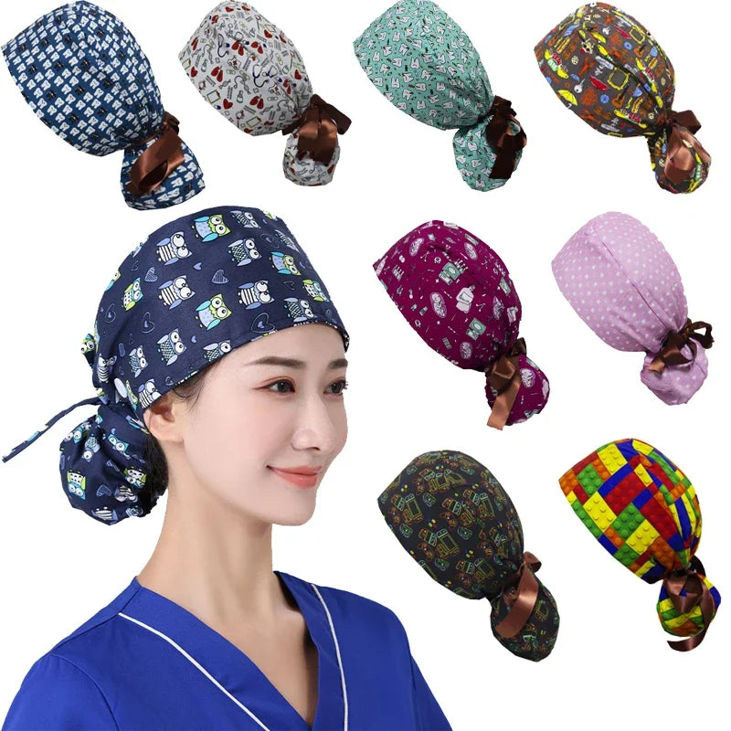 Operation Headgear Hat Nurse Cap Bandanna Printed Butterfly Hat Soft Breathable Surgical Cap Headwear Hospital Accessories