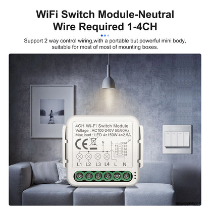 GIRIER Tuya Smart WiFi Light/Curtain/Dimmer Switch Modules Support 2 Way Control Works with Alexa Hey Google Alice No Hub Needed