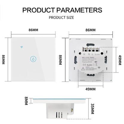 Water Heater Switches EU/UK/US/Brazil Standard 20A 40A 8000W Voice Touch Panel Timer Alexa Google Home Wifi Sensor Smart Switch