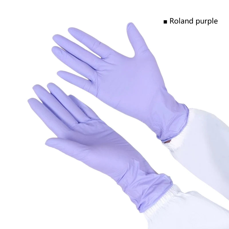 Wholesale 9-inch 200 pieces/pack purple thickening durable nitrile examination gloves fingertip pitted surface disposable gloves