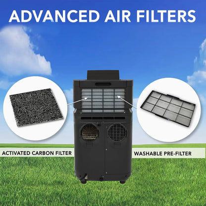 Portable Air Conditioner 12,000 BTU with Dual Hose Dehumidifier & Cooling Fan for 400 Sq Ft Rooms, Includes AC Unit Window