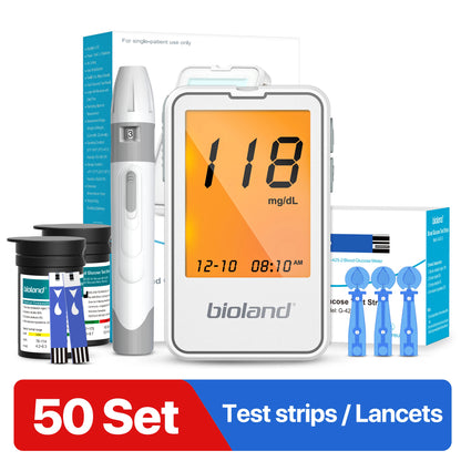 G-425-2 Bioland Blood Glucose Meter Glucometer Kit Diabetes Testing Medical Blood Sugar Lancets digital glucometer complete Kit