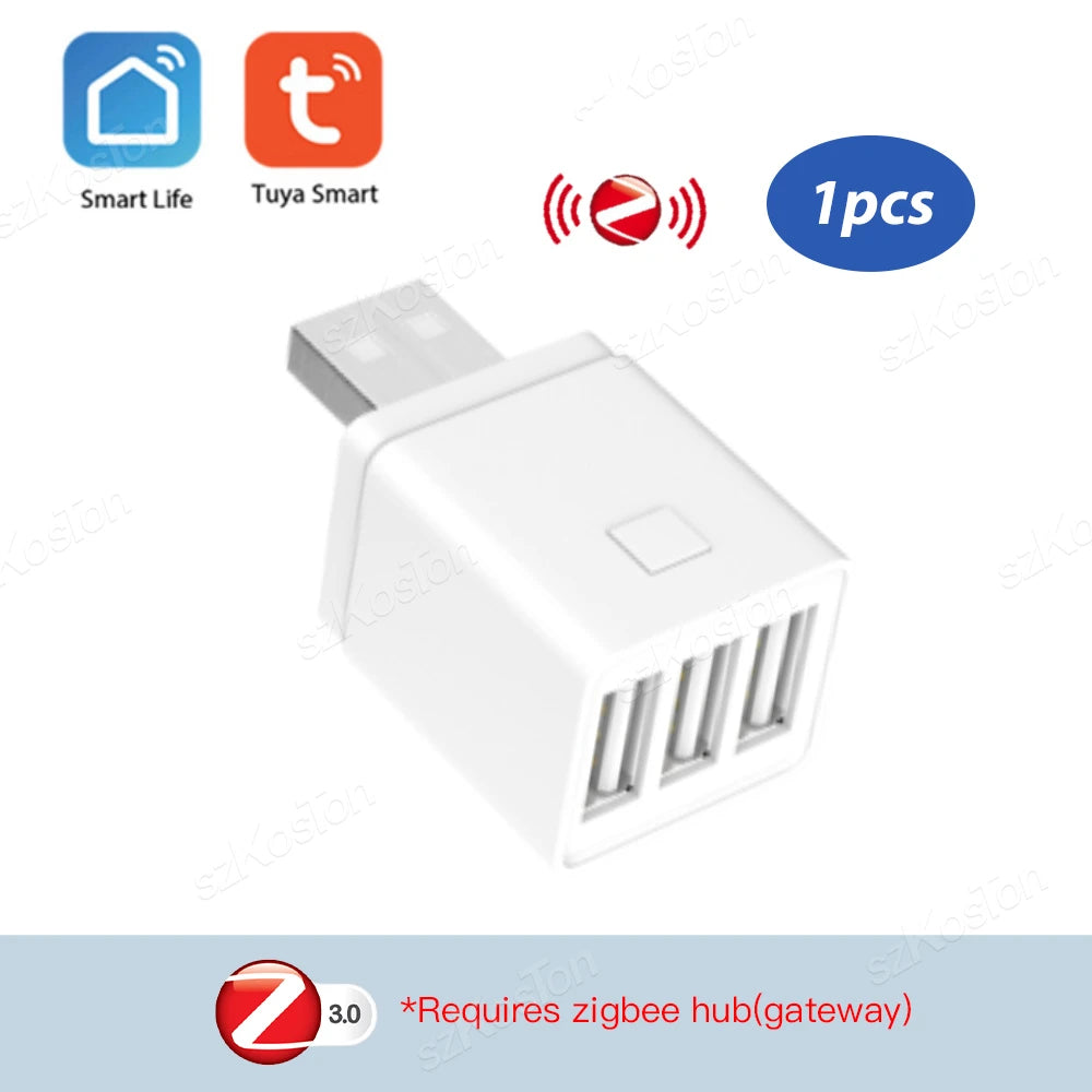 Tuya WiFi/Zigbee Smart Micro 1 2 3 USB Adaptor Switch 5V Mini USB Power Adaptor Smart Life App Control Via Alexa Google