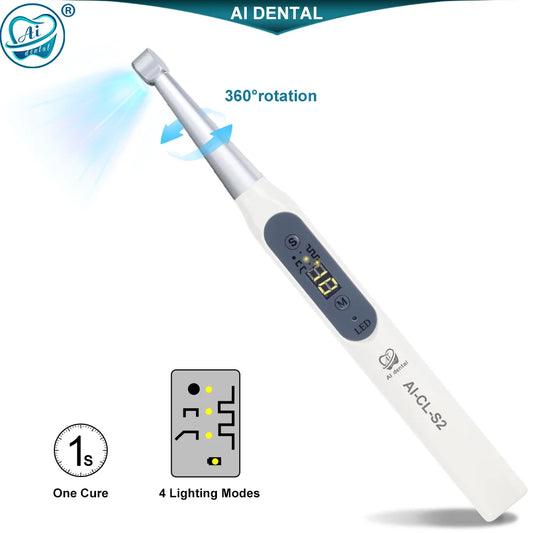 AI-CL-S2 Dental Wireless LED Curing Lamp 360 Degree Rotation with 4 Lighting Modes 1 to 40 Seconds Cure Dentistry Equipment