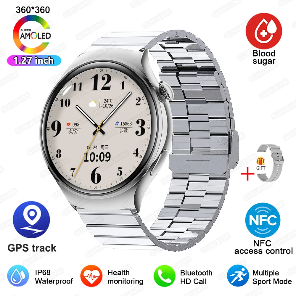 2024 New For Huawei Watch 4 Mini NFC Smart Watch Women AMOLED HD Screen IP68Waterproof Heart Rate Blood Sugar BT Call Smartwatch