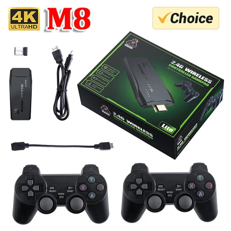 Video Game Sticks M8 Console 2.4G Dual Wireless Controller Game Stick 4K 20000 Games 64GB Retro Game For Dropshiopping Xmas Gift