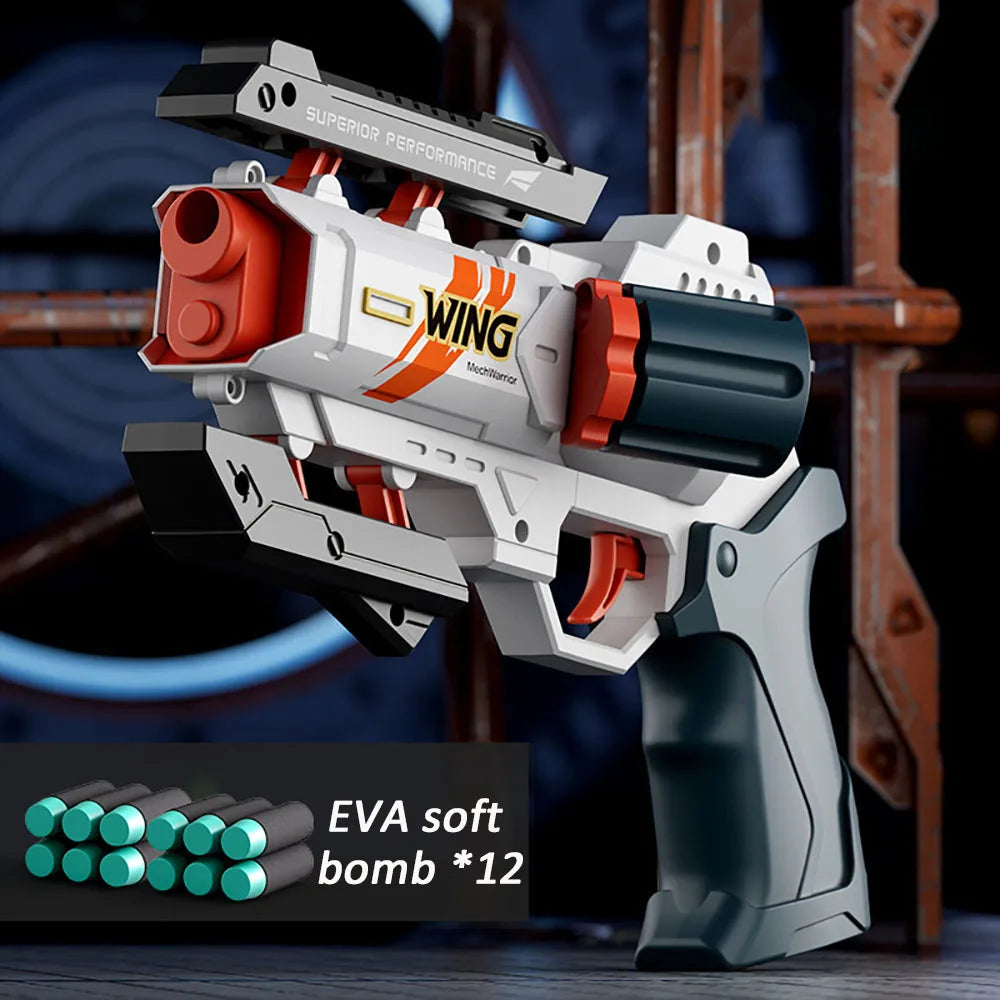 Kids Soft Bullets Guns Toy For Boy Adult EVA Foam Bullet Pistol Rapid Deformation Revolver Children Outdoor Shooting Toys Gifts