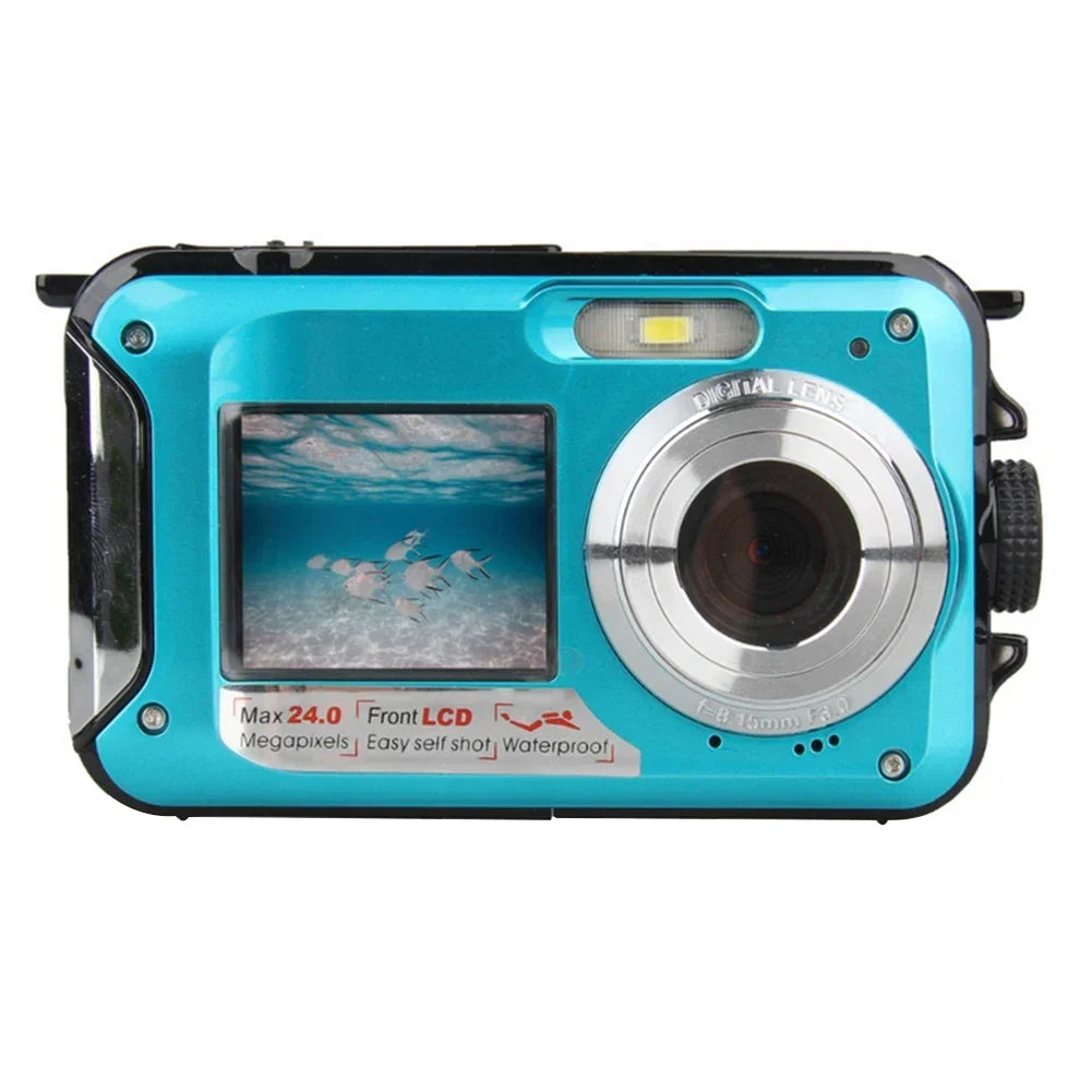 Waterproof Digital Camera Anti-Shake  1080P Full HD Selfie Outdoor Video Portable Recorder for Underwater DV Recording Present