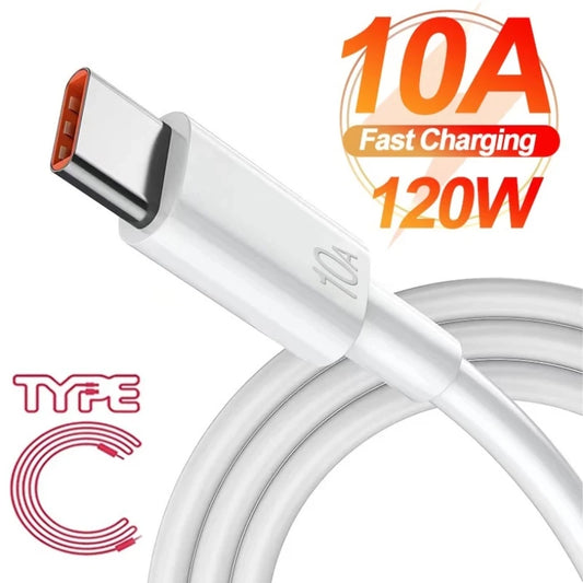 120W 10A USB-Type-C Quick Charging Cable for Samsung Xiaomi Huawei USB C Mobile Phone Data Cord Super Fast Charge Data Cable