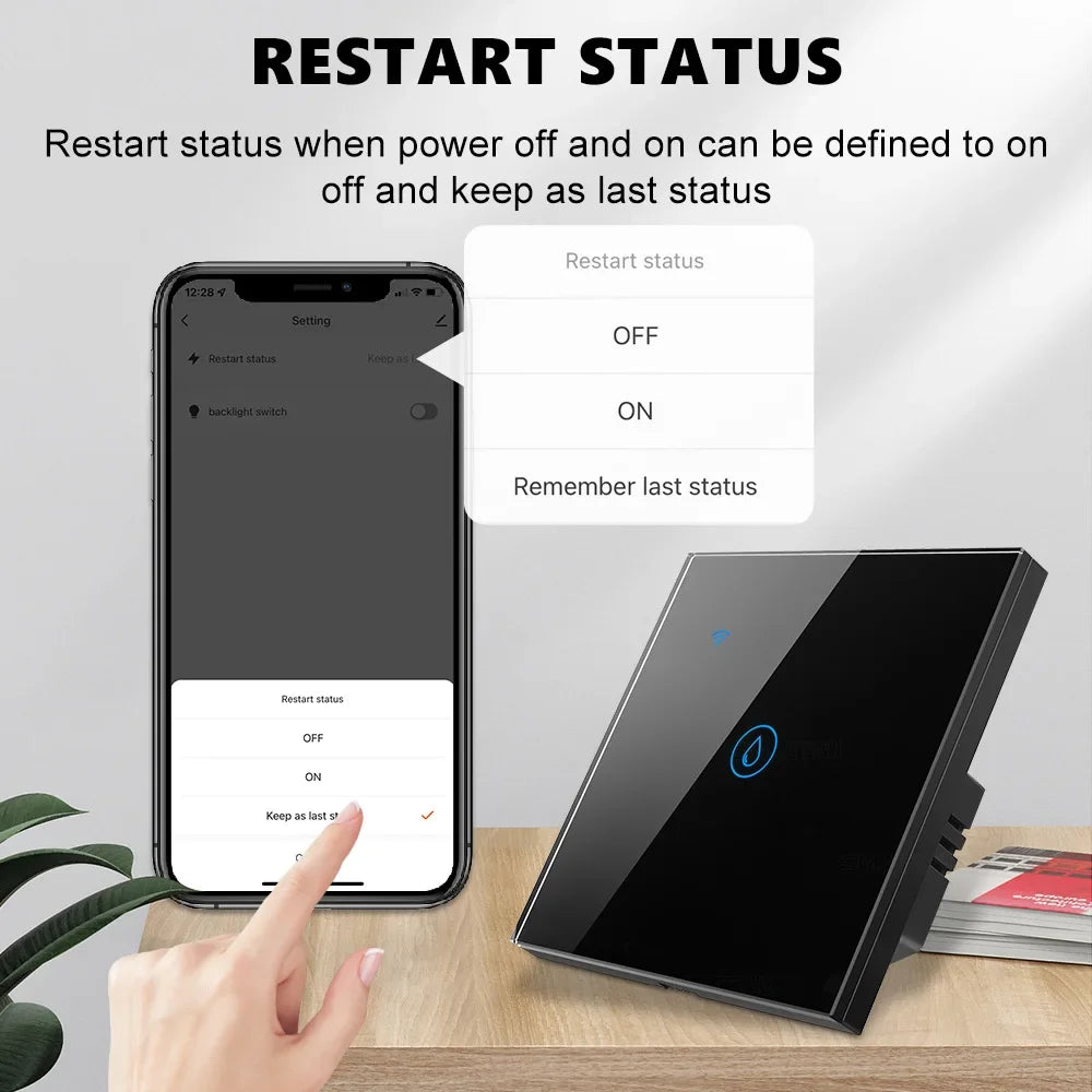 Smart Water Heater Switch 20A/40A WiFi Boiler Touch Screen Switch,Neutral Wire Require APP Remote Control with Alexa Google Home