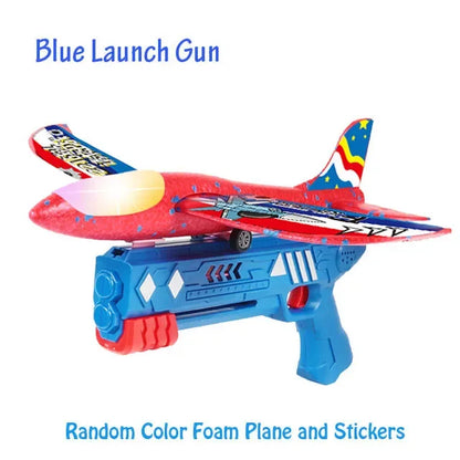 Foam Plane 10M Launcher Catapult Glider Airplane Gun Toy Children Outdoor Game Bubble Model Shooting Fly Roundabout Toys