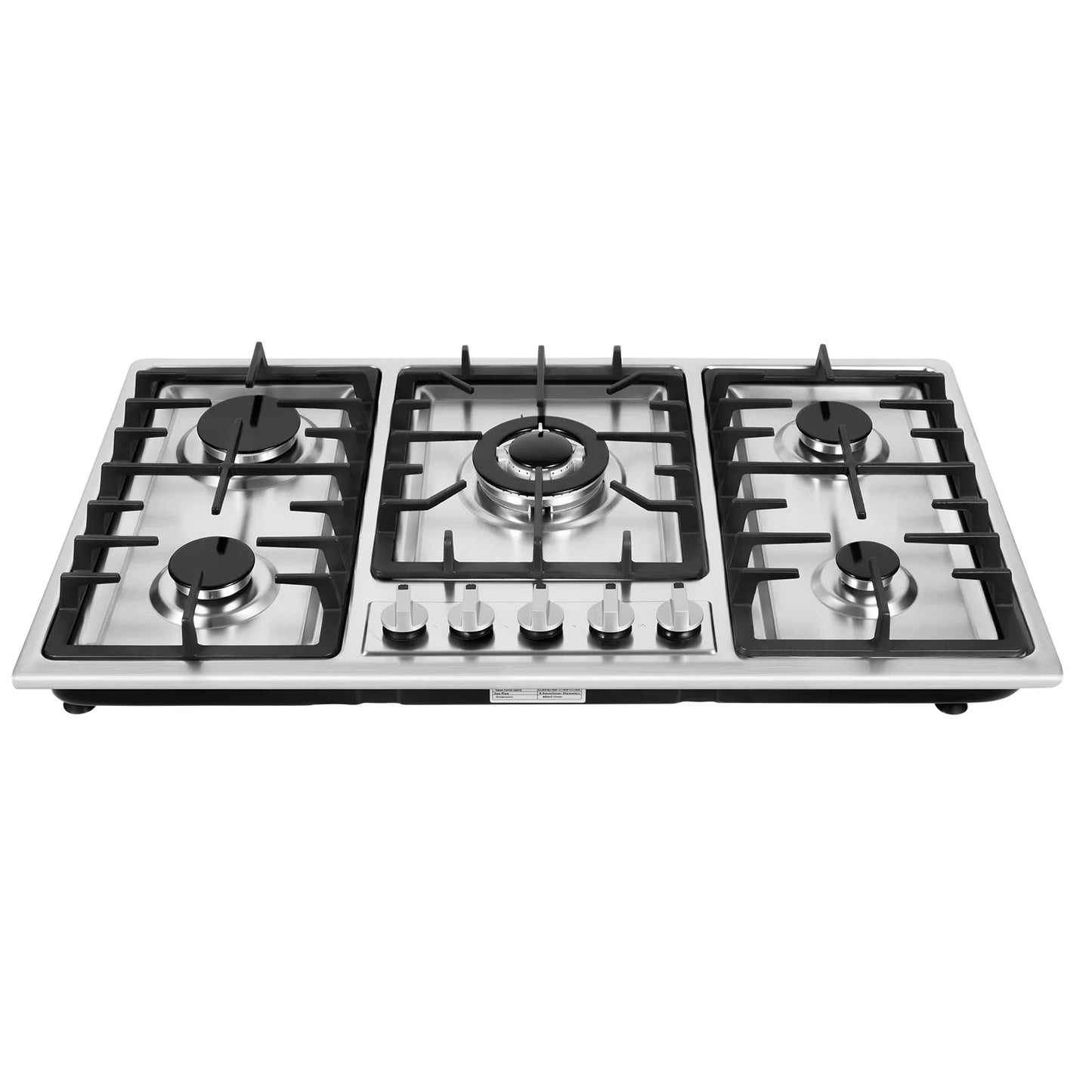 Built-in Gas Cooktop with 5 Burners Electronic Pulse Ignition Built-in Stainless Steel Gas Hob for Kitchen