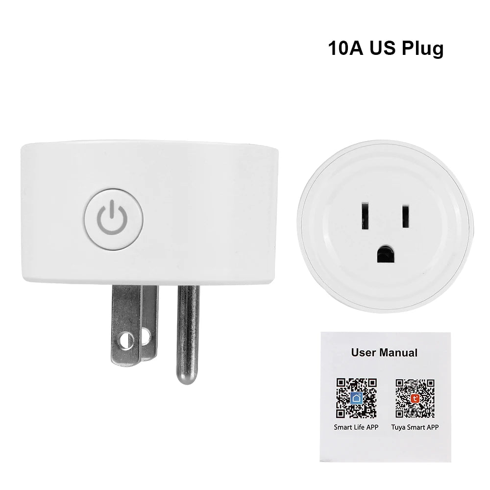 Work with Alexa Google Home Assistant Smart Plug Tuya Life APP 16A Wall Charger EU/US/BR Socket WiFi Power Monitor Timer