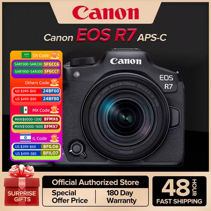 Canon EOS R7 APS-C Flagship Professional Mirrorless Digital Camera High-Speed Continuous Shooting 4K Video