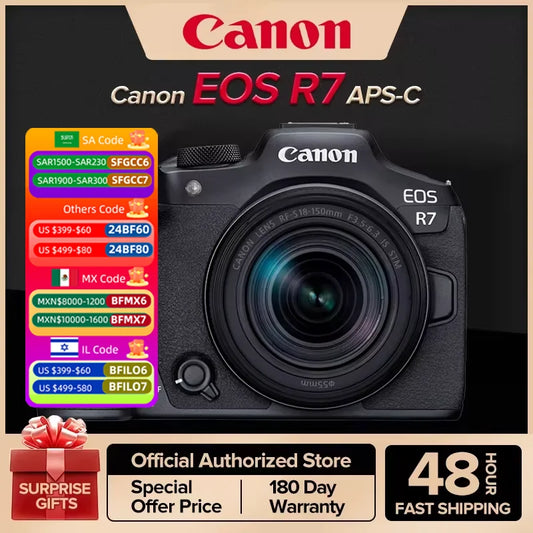 Canon EOS R7 APS-C Flagship Professional Mirrorless Digital Camera High-Speed Continuous Shooting 4K Video