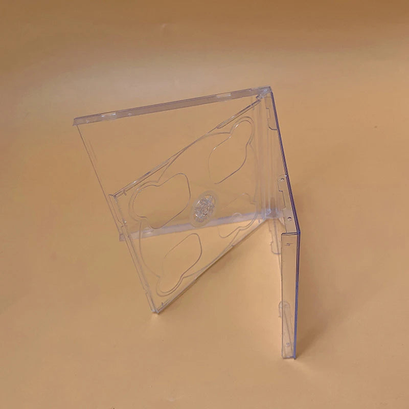 1Pc Square Transparent Bottom CD Box Empty CD Case PP Plastic Milky Transparent CD Case CD Case Capacity 2 Discs