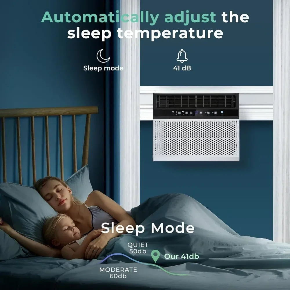 10000BTU ultra quiet U-shaped window air conditioner, full window landscape, remote control, cooling to 450 square feet