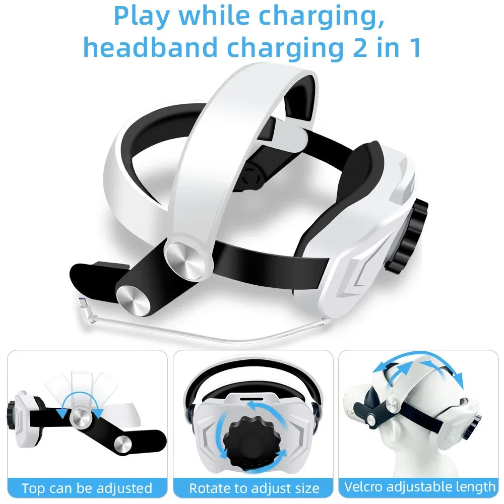 For Oculus Quest 2 VR Glasses Accessories Quest 2 Headset Rechargeable Head Strap Built-in 5200mAh Battery Quest2 Case