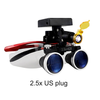 Dental Loupes Dental Magnifier Dental Lab Medical Loupes Magnification Binocular 2.5/3.5x Headlight Wireless  5W Headlamp