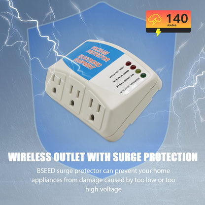 BSEED Power Surge Protector 120V Triple Wall Sockets Voltage Protector Home Refrige Brownout Plug US Standard 2/3Pack