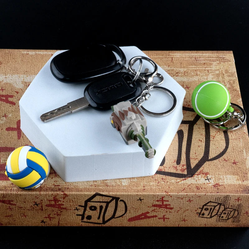1PCS 3D Basketball Keychain Football Tennis Golf Ball Keyring Fit Car Key Accessories Sports Competition Souvenirs Friends Gift