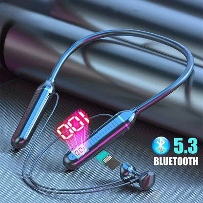 K58pro Wireless Earphones Bluetooth 5.3 Neckband Headphones Gaming LED Display HIFI Headset Sports TWS Earbuds With Mic TF Card
