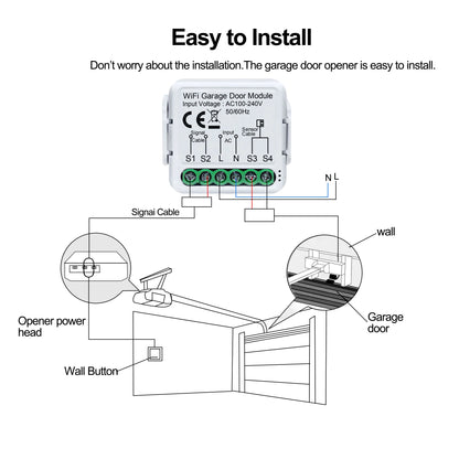 GIRIER Tuya Smart WiFi Garage Door Opener Controller Supports App Voice Remote Control Works with Alexa Google Home Assistant