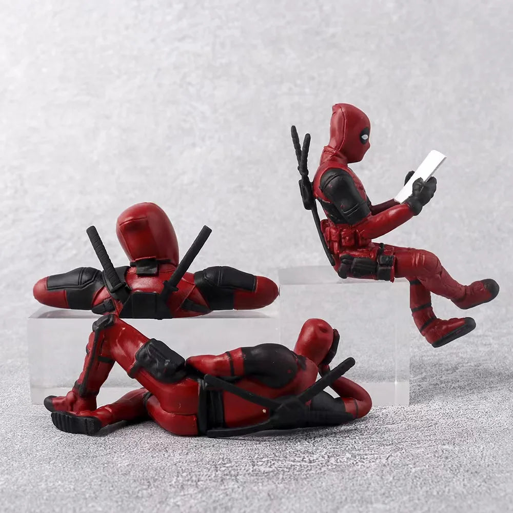 Deadpool Action Figures Desk Car Interior Decoration Pendant Marvel Model Accessories Mini Doll Figurine Kids Cartoon Toys Gift