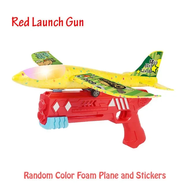 Foam Plane 10M Launcher Catapult Glider Airplane Gun Toy Children Outdoor Game Bubble Model Shooting Fly Roundabout Toys