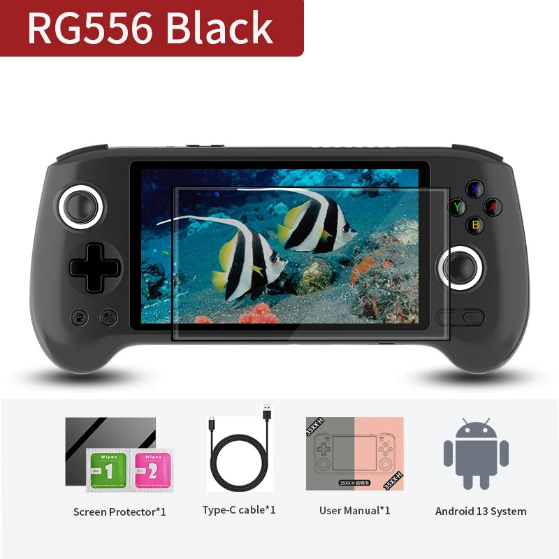 ANBERNIC RG556 Handheld Game Console Unisoc T820 Android 13 5.48 inch AMOLED Screen 5500mAh WIFI Bluetooth Retro Video Players