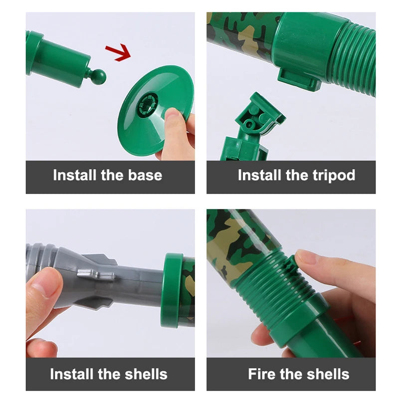 2024 New Simulation Mortar Small Children's Automatic Rocket Launcher Toy with 6 Luminous Shells Toy Gun Set Children's Gift