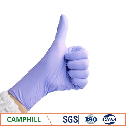 Wholesale 9-inch 200 pieces/pack purple thickening durable nitrile examination gloves fingertip pitted surface disposable gloves