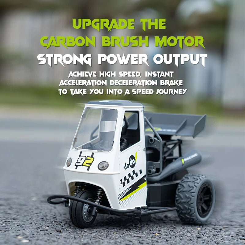 S810 1/16 2.4GHz RC Car High Speed RC Drift Motorcycle Three Wheel LED Light Tail Spray 80m Remote Control Racing Car Kid Gift